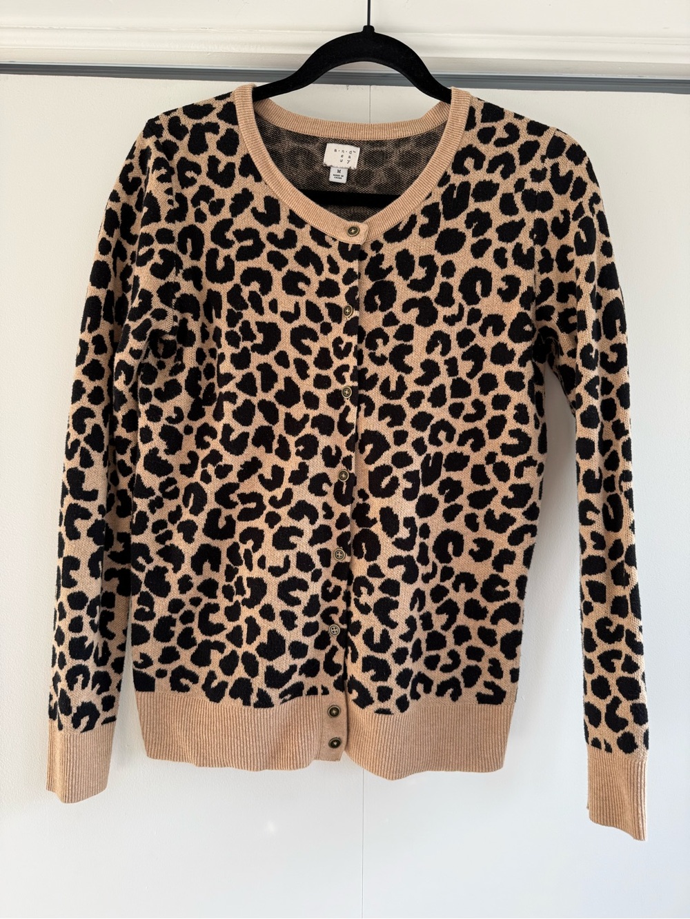 A New Day Leopard Print Cardigan Sweater Button Front M
